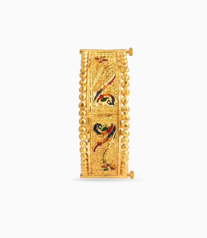 Gold Plated Traditional Enamel Chur Single Bangle