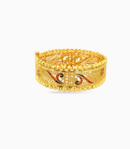 Gold Plated Traditional Enamel Chur Single Bangle