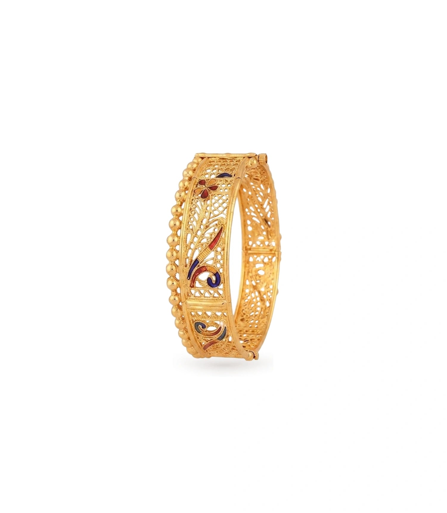 Gold Plated Traditional Enamel Single Kada Bangle