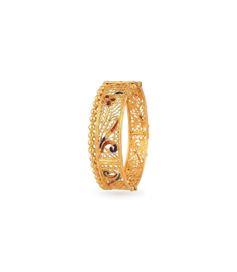 Gold Plated Traditional Enamel Single Kada Bangle
