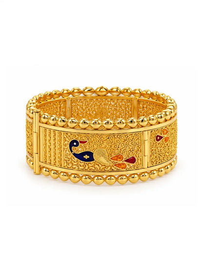 Gold Plated Wedding Enamel Peacock Chur Single Bangle