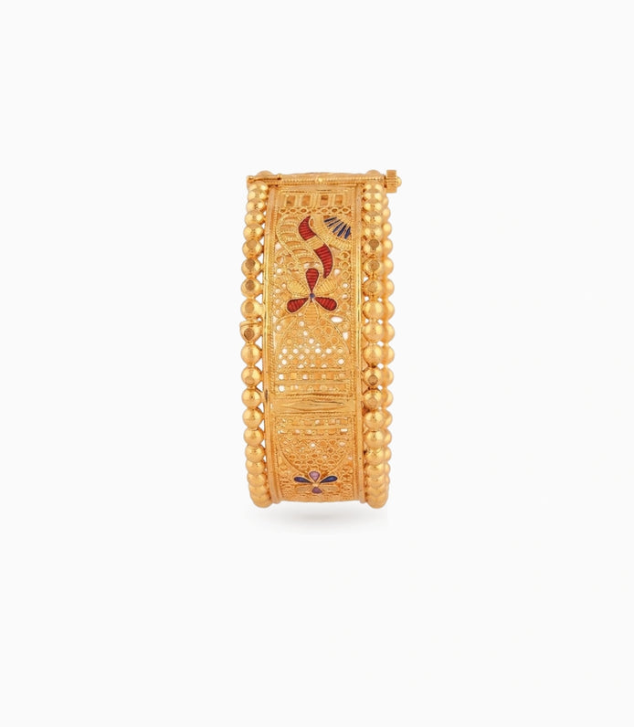 Gold Plated Wedding Designer Enamel Chur Single Bangle