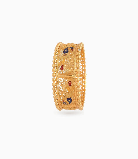 Gold Plated Wedding Enamel Peacock Chur Single Bangle