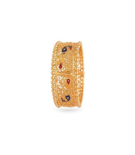Gold Plated Wedding Enamel Peacock Chur Single Bangle