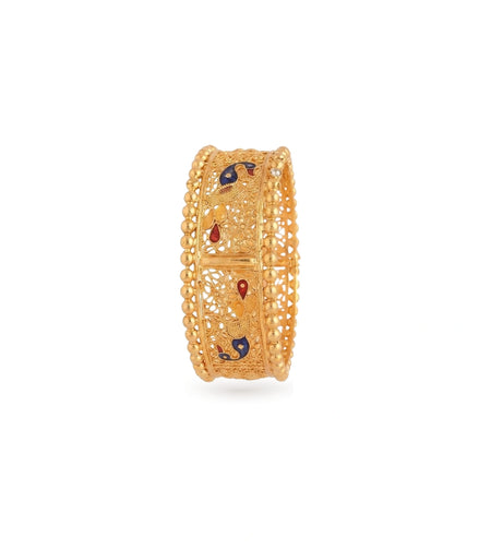 Gold Plated Wedding Enamel Peacock Chur Single Bangle