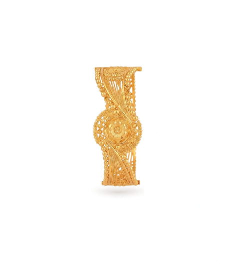 Gold Plated Wedding Floral Rosette Single Bangle