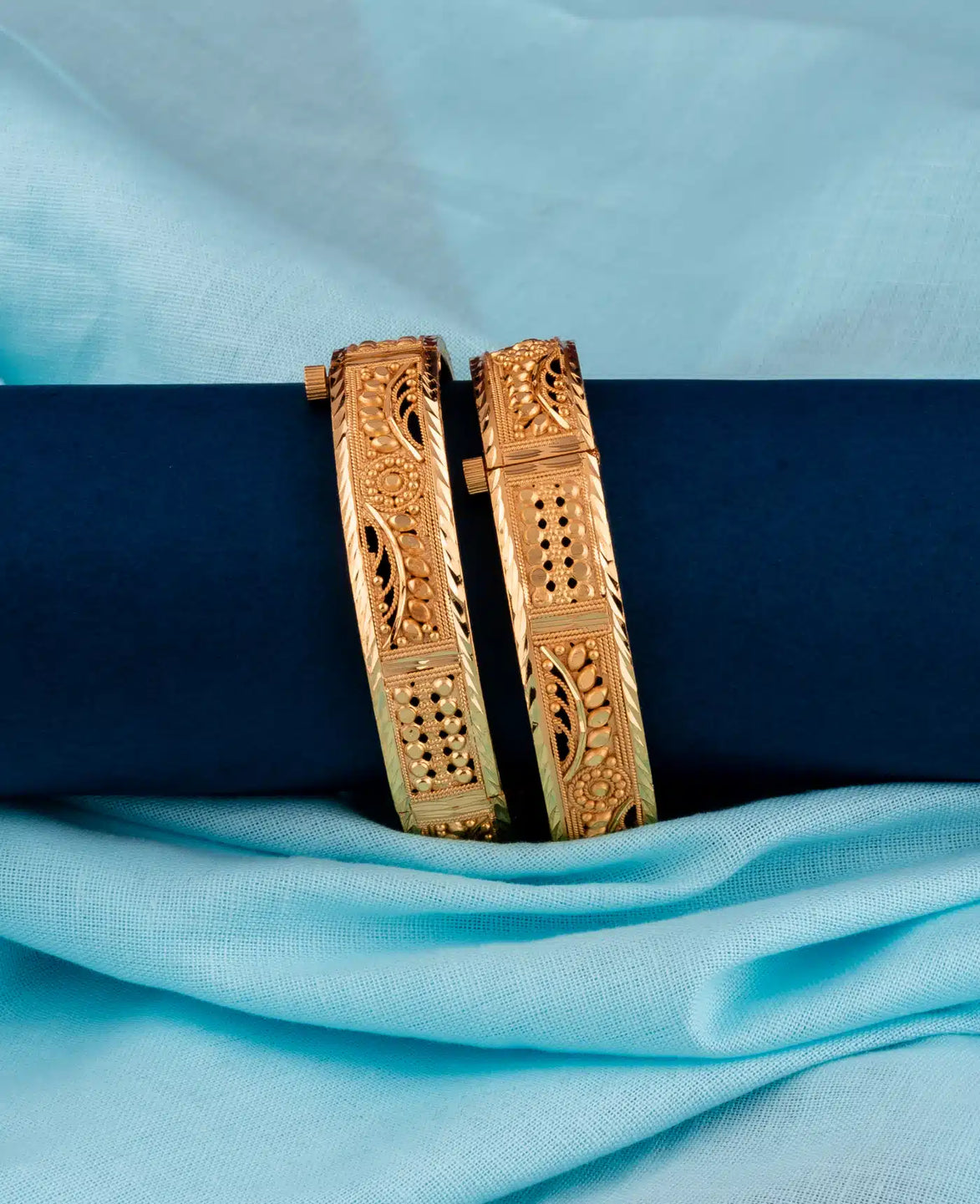 Gold Plated Wedding Floral Bangle Set