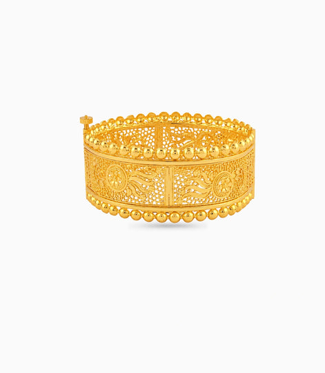 Gold Plated Wedding Floral Peacock Single Bangle