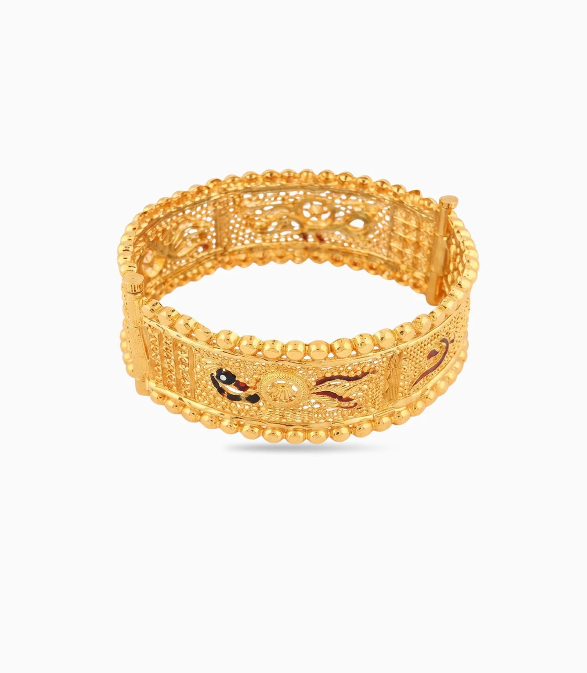 Gold Plated Peacock Motif Enamel Single Bangle
