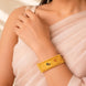 Gold Plated Peacock Motif Enamel Single Bangle
