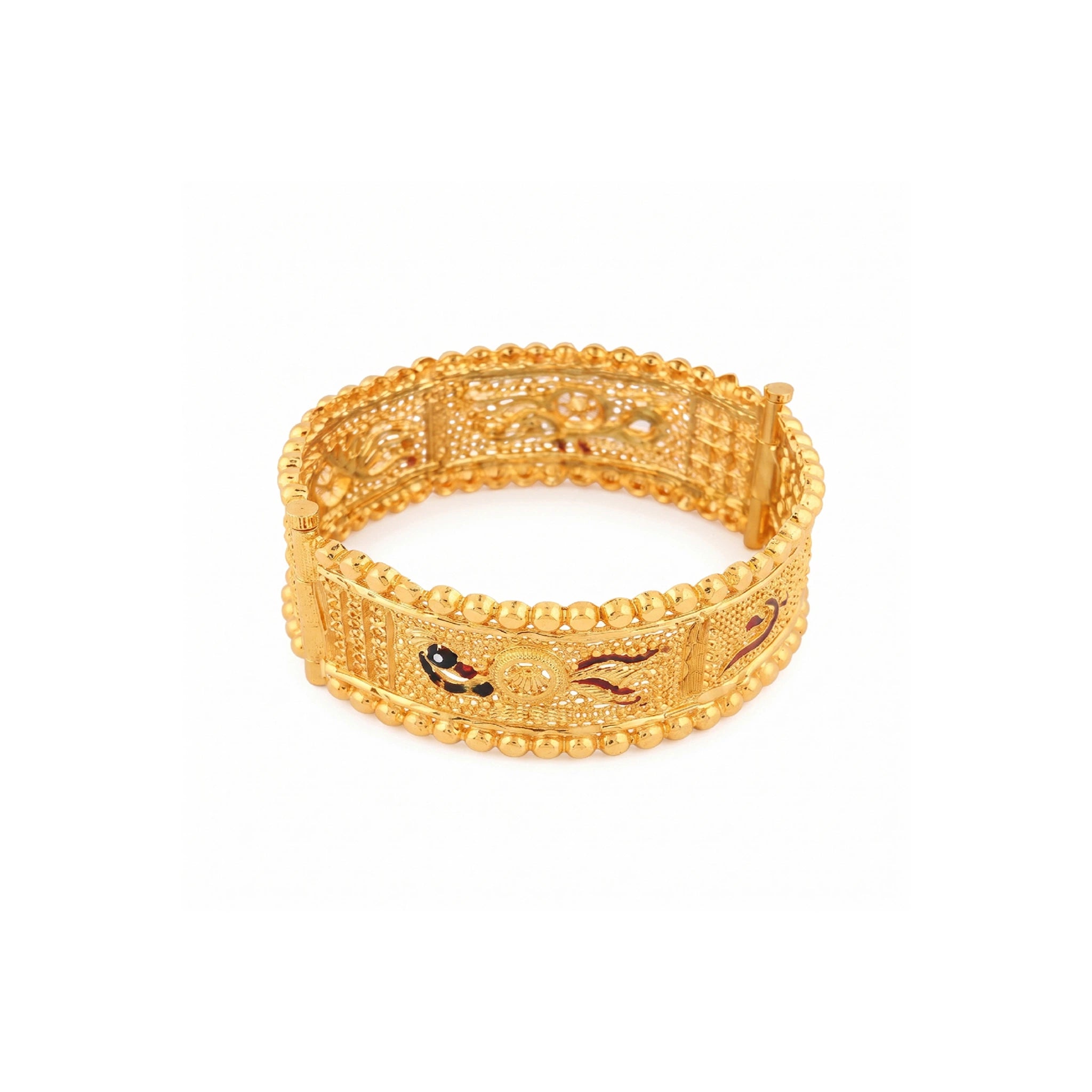 Gold Plated Peacock Motif Enamel Kada Bangle DCC504MBL