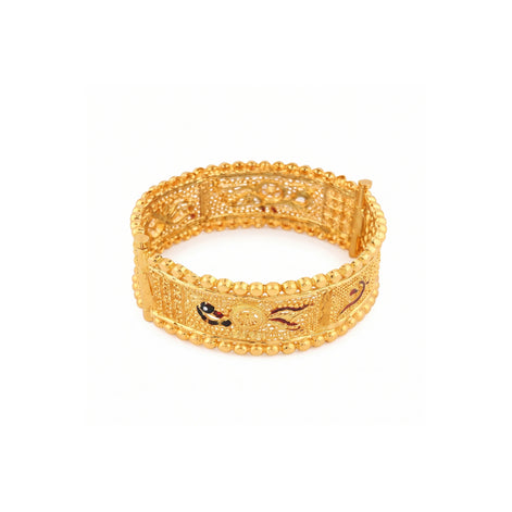 Gold Plated Peacock Motif Enamel Kada Bangle DCC504MBL