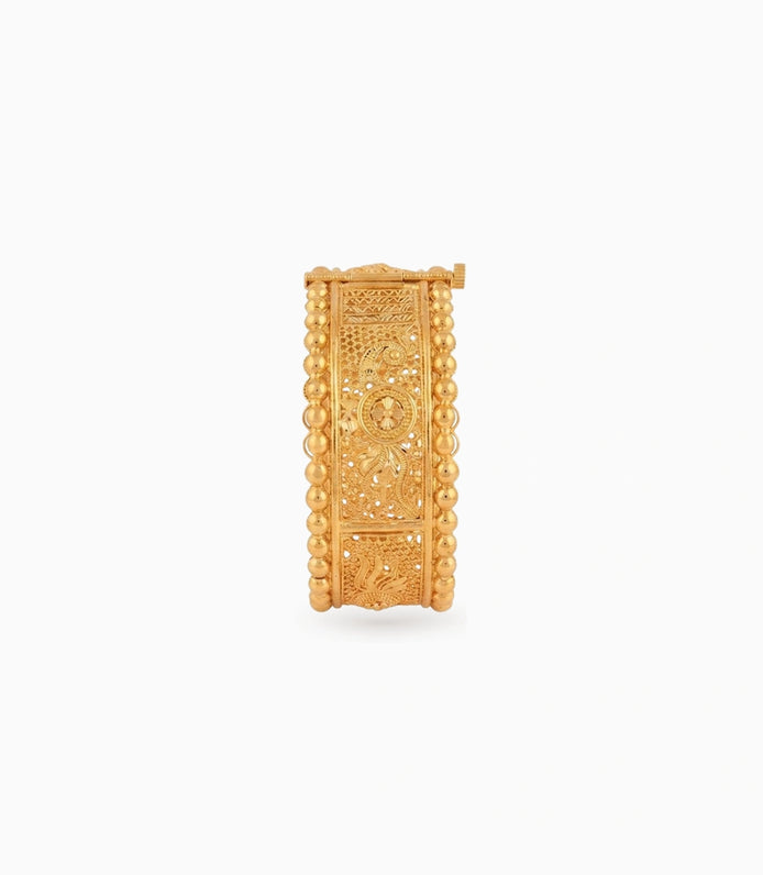 Gold Plated Wedding Floral Peacock Single Bangle