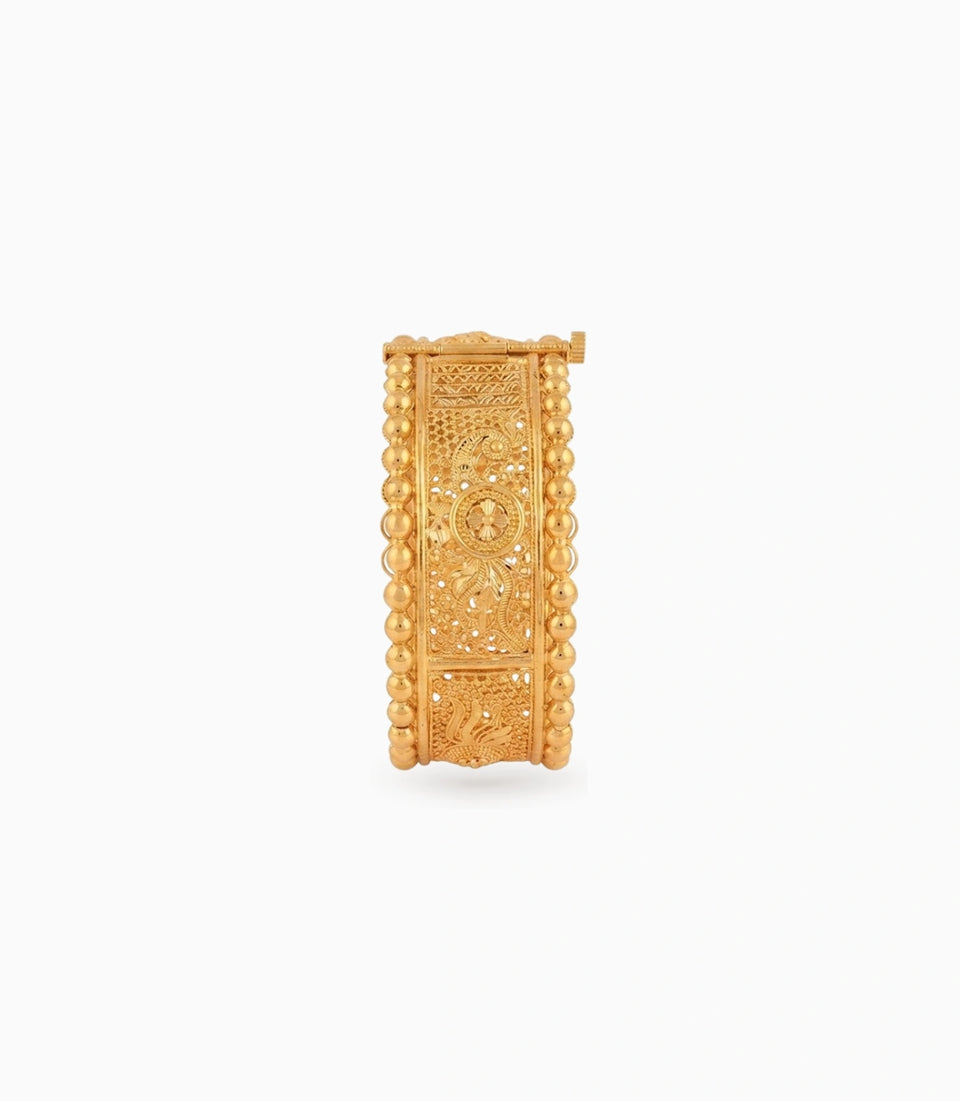 Gold Plated Wedding Floral Peacock Single Bangle
