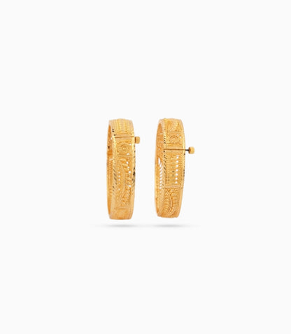 Gold Plated Wedding Shining Leaf Bangle Set