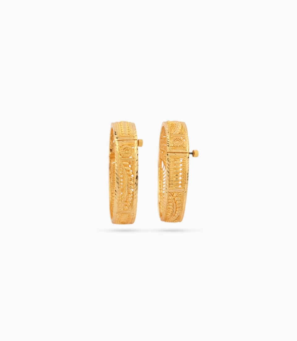 Gold Plated Wedding Shining Leaf Bangle Set