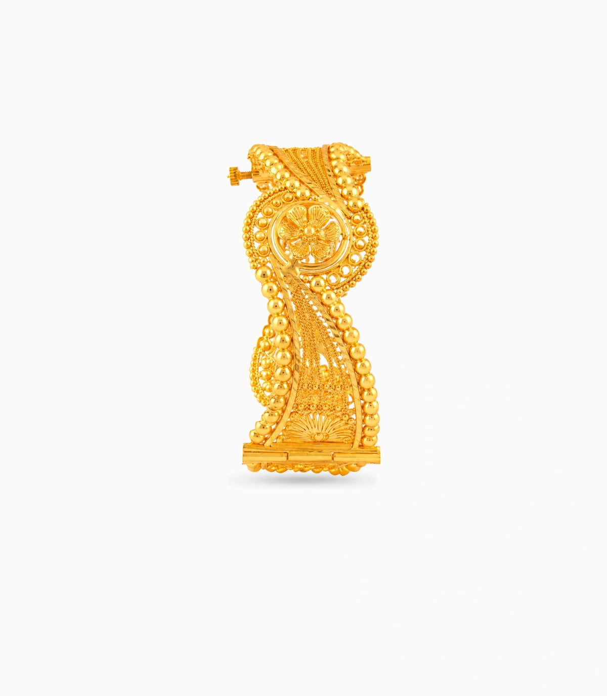 Gold Plated Wedding Floral Wave Chur Single Bangle