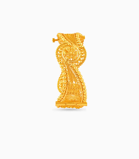 Gold Plated Wedding Floral Wave Chur Single Bangle