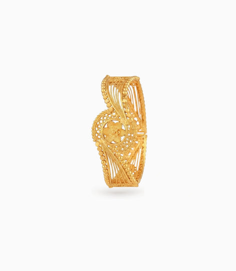 Gold Plated Wedding Floral Wave Chur Single Bangle