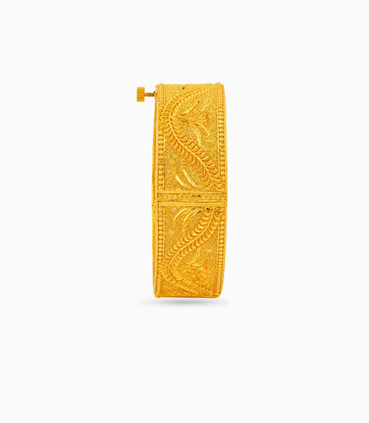 Gold Plated Wedding Leaf Chur Single Bangle