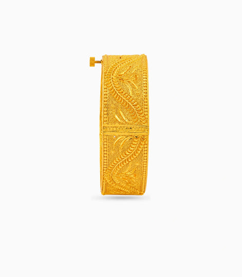 Gold Plated Wedding Leaf Chur Single Bangle