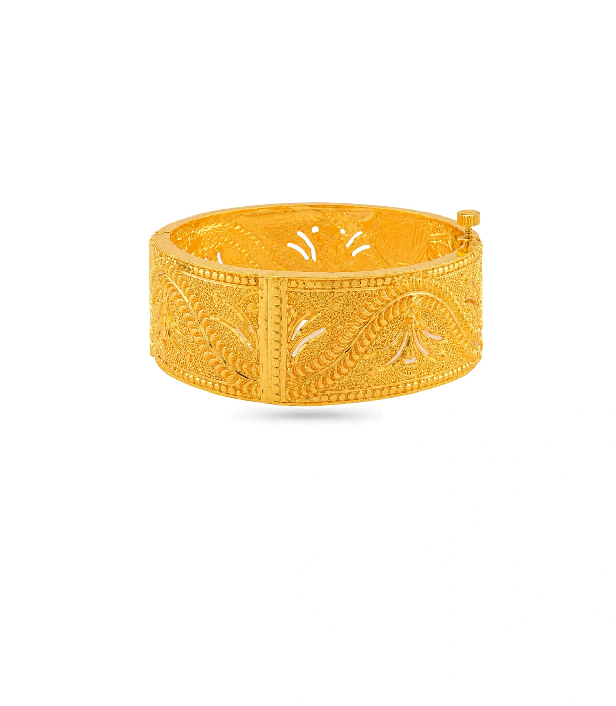 Gold Plated Wedding Leaf Chur Single Bangle