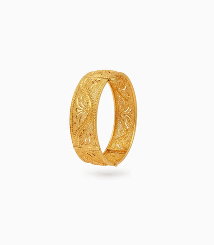Gold Plated Wedding Leaf Chur Single Bangle
