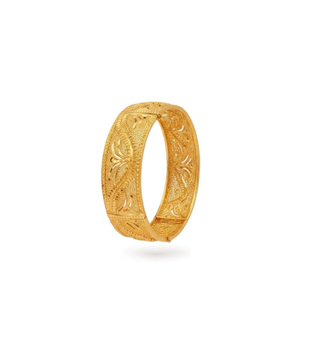 Gold Plated Wedding Leaf Chur Single Bangle