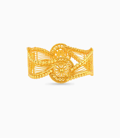 Gold Plated Wedding Floral Chur Single Bangle