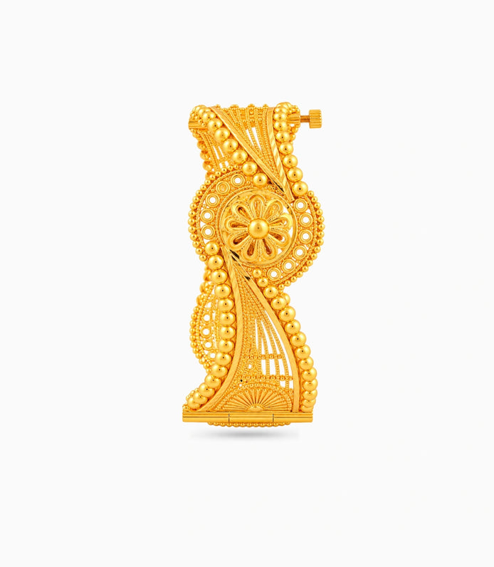 Gold Plated Wedding Floral Chur Single Bangle