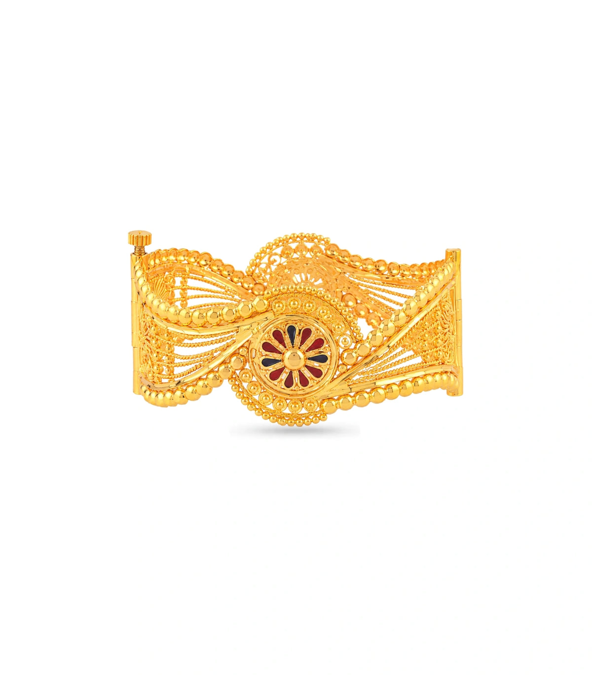 Gold Plated Wedding Enamel Floral Chur Single Bangle