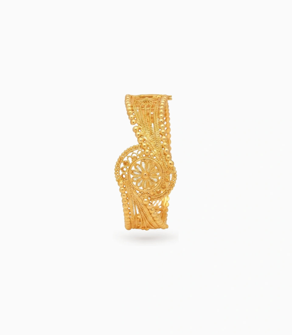Gold Plated Wedding Floral Chur Single Bangle