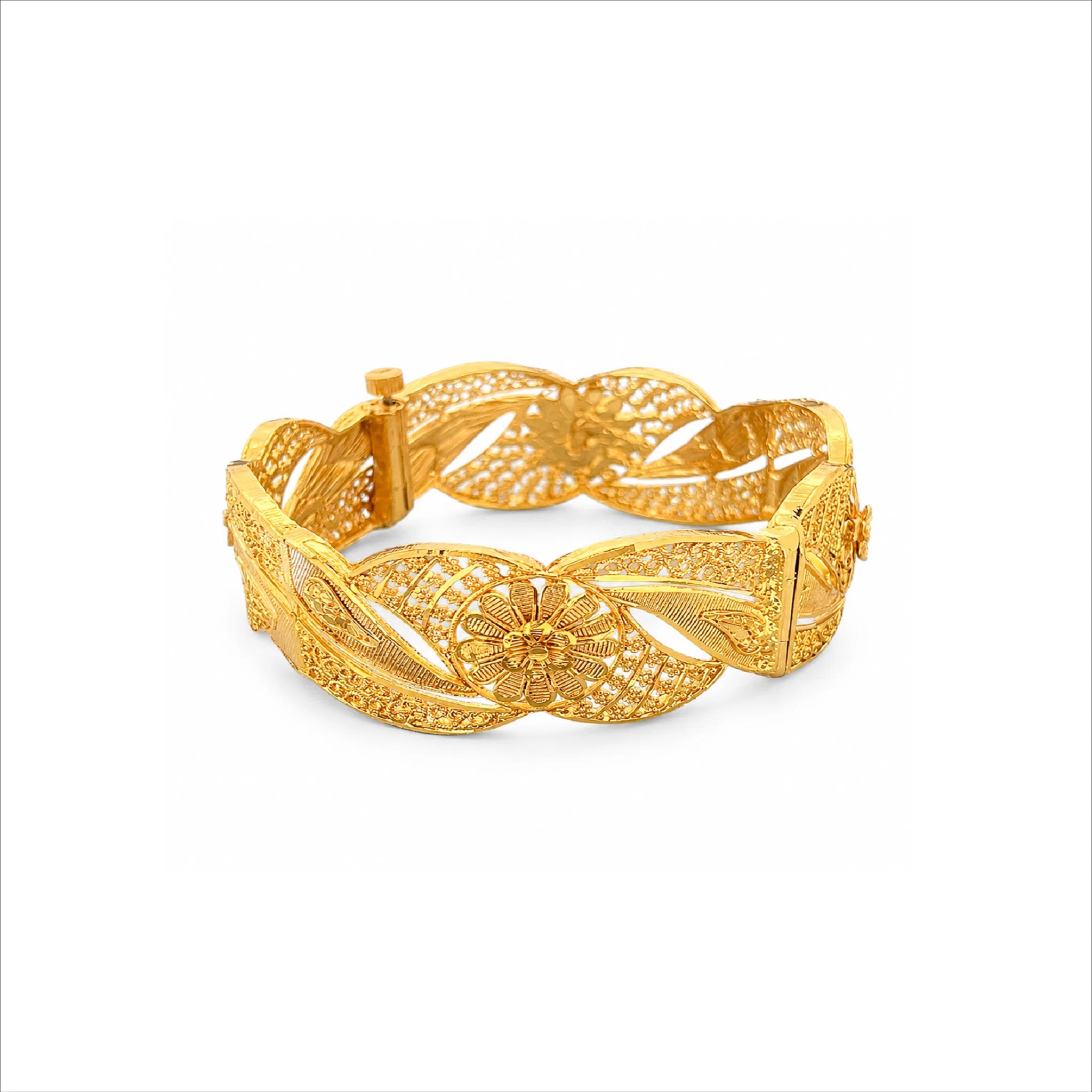 Gold Plated Floral Filigree Traditional Bangle DCC731