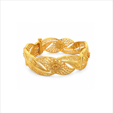 Gold Plated Floral Filigree Traditional Bangle DCC731