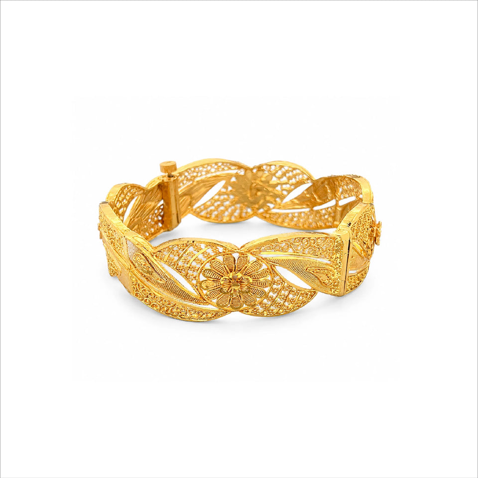 Gold Plated Floral Filigree Traditional Bangle DCC731