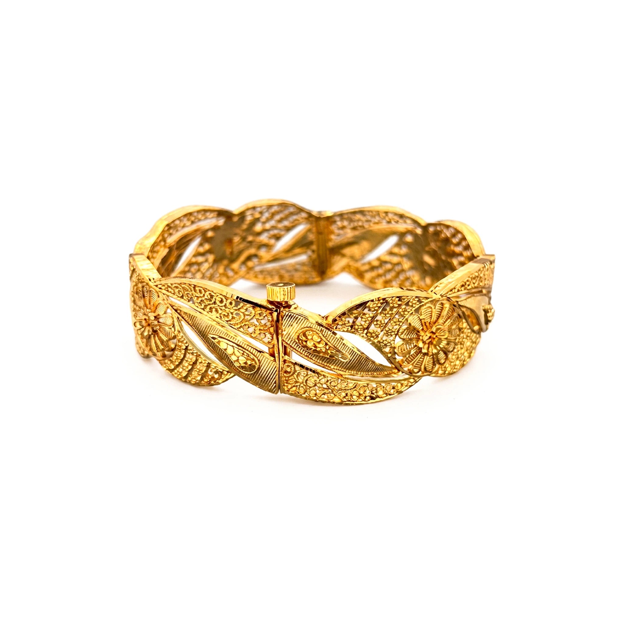 Gold Plated Floral Filigree Traditional Bangle DCC731