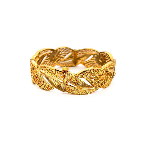 Gold Plated Floral Filigree Traditional Bangle DCC731