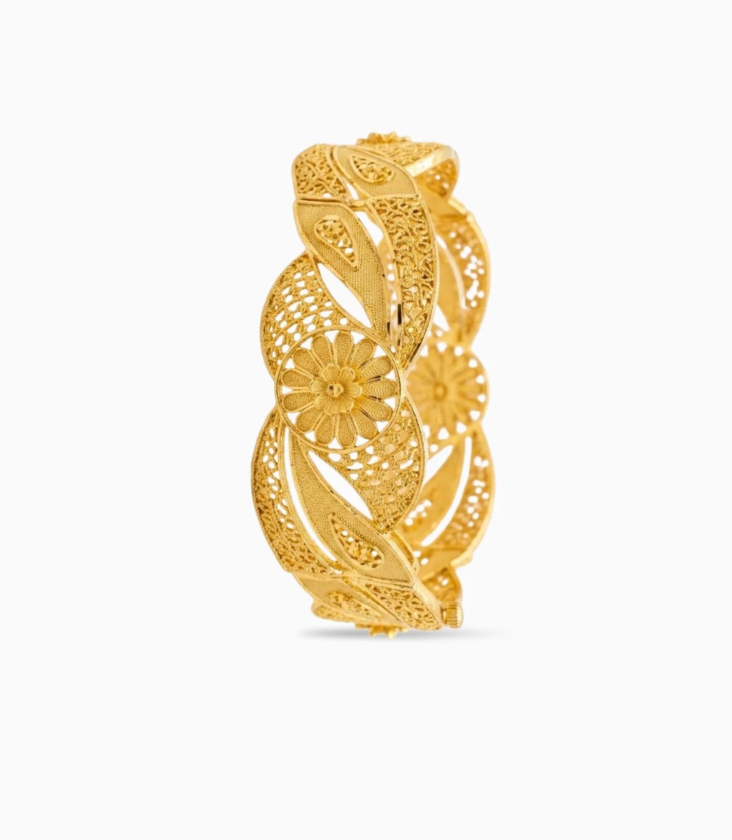 Gold Plated Floral Filigree Traditional Single Bangle