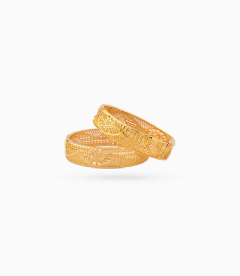 Gold Plated Wedding Floral Filigree Chur Bangle Set