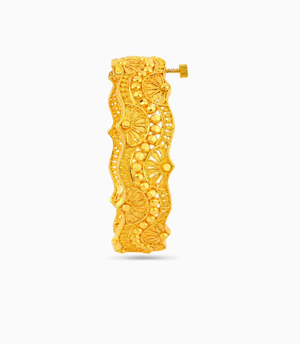 Gold Plated Wedding Wave Chur Single Bangle
