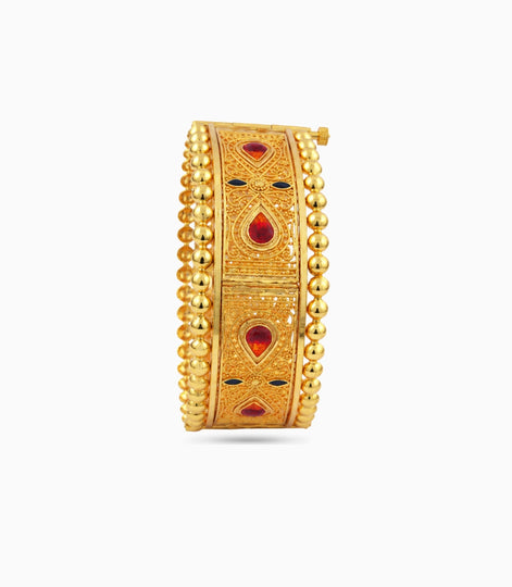 Gold Plated Wedding Royal Enamel Chur Single Bangle