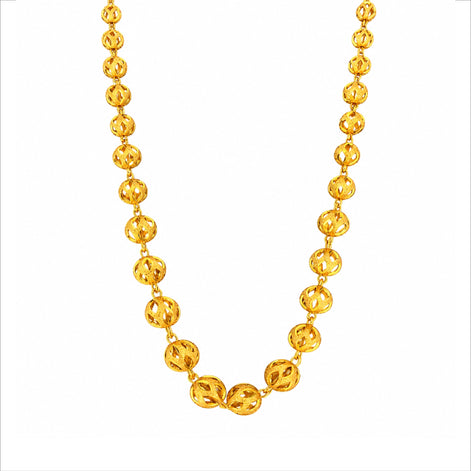 gold plated hollow filigree bead chain DCN1069