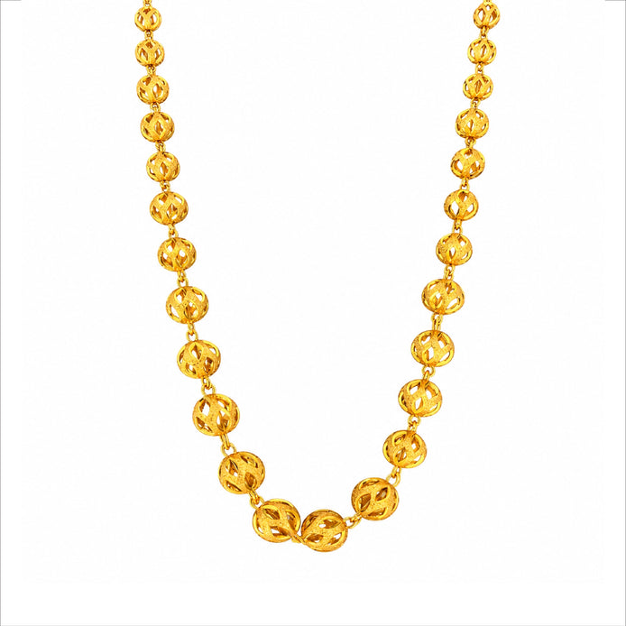 gold plated hollow filigree bead chain DCN1069