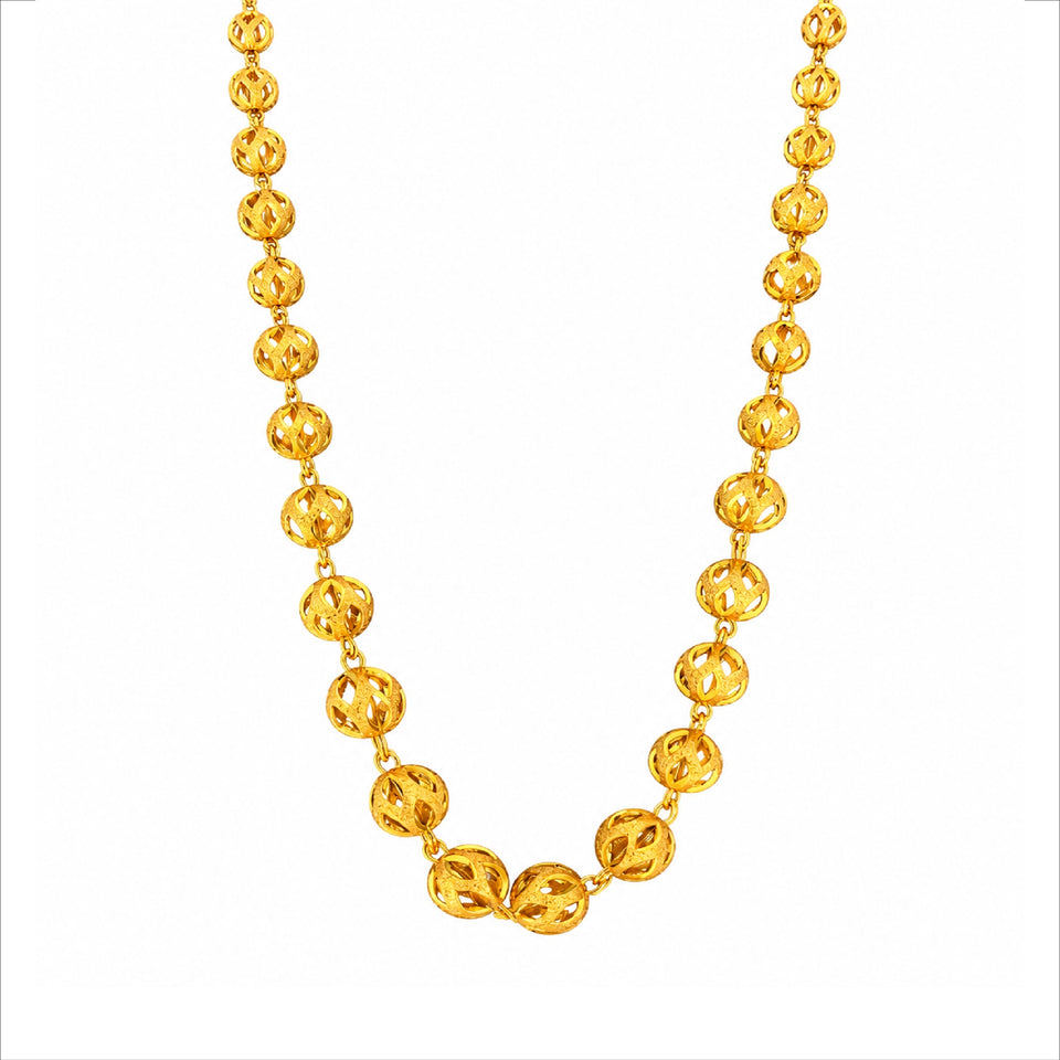 gold plated hollow filigree bead chain DCN1069