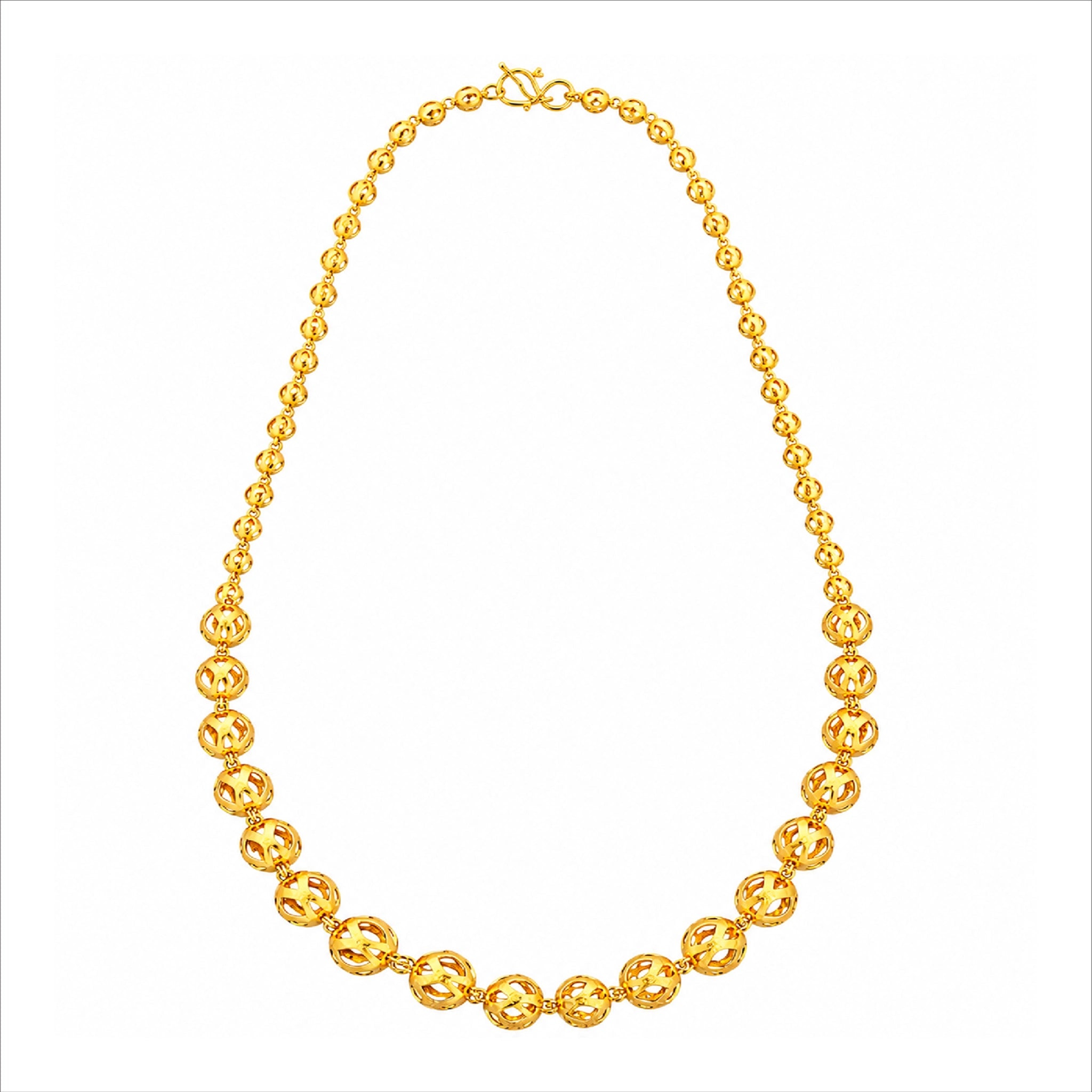 gold plated hollow filigree bead chain DCN1069