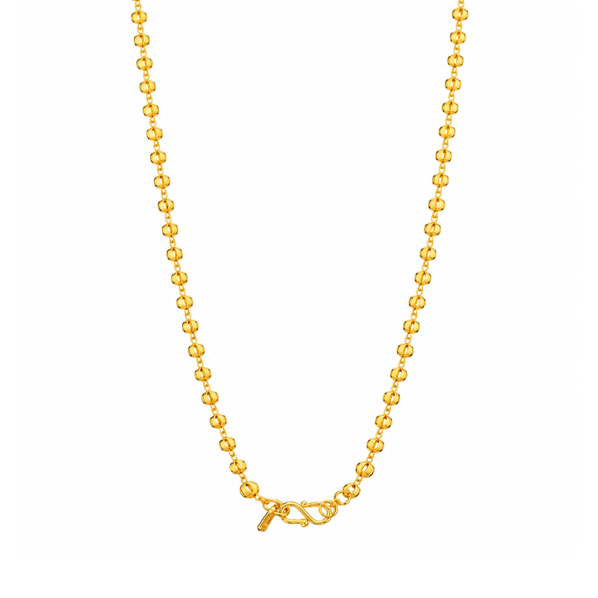 gold plated hollow filigree bead chain DCN1069