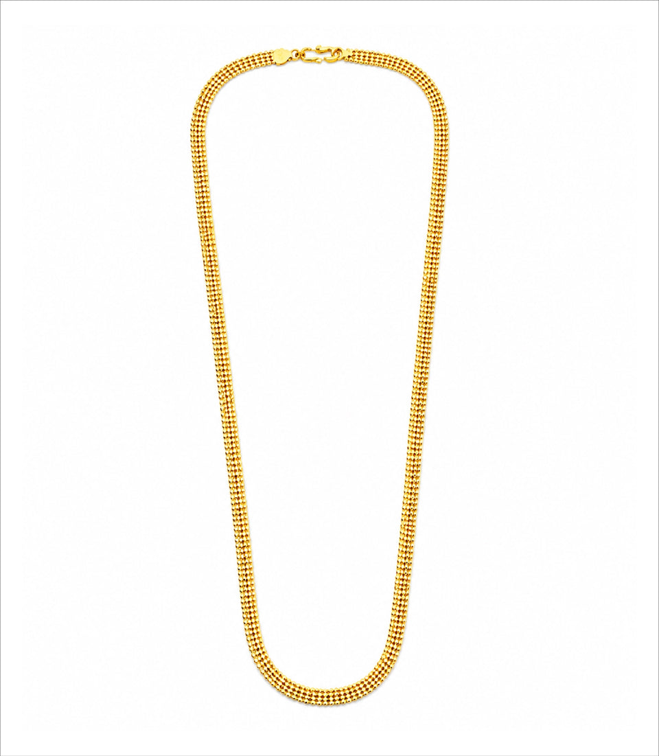 Gold Plated Beaded Chain Necklace For Men DCN3857