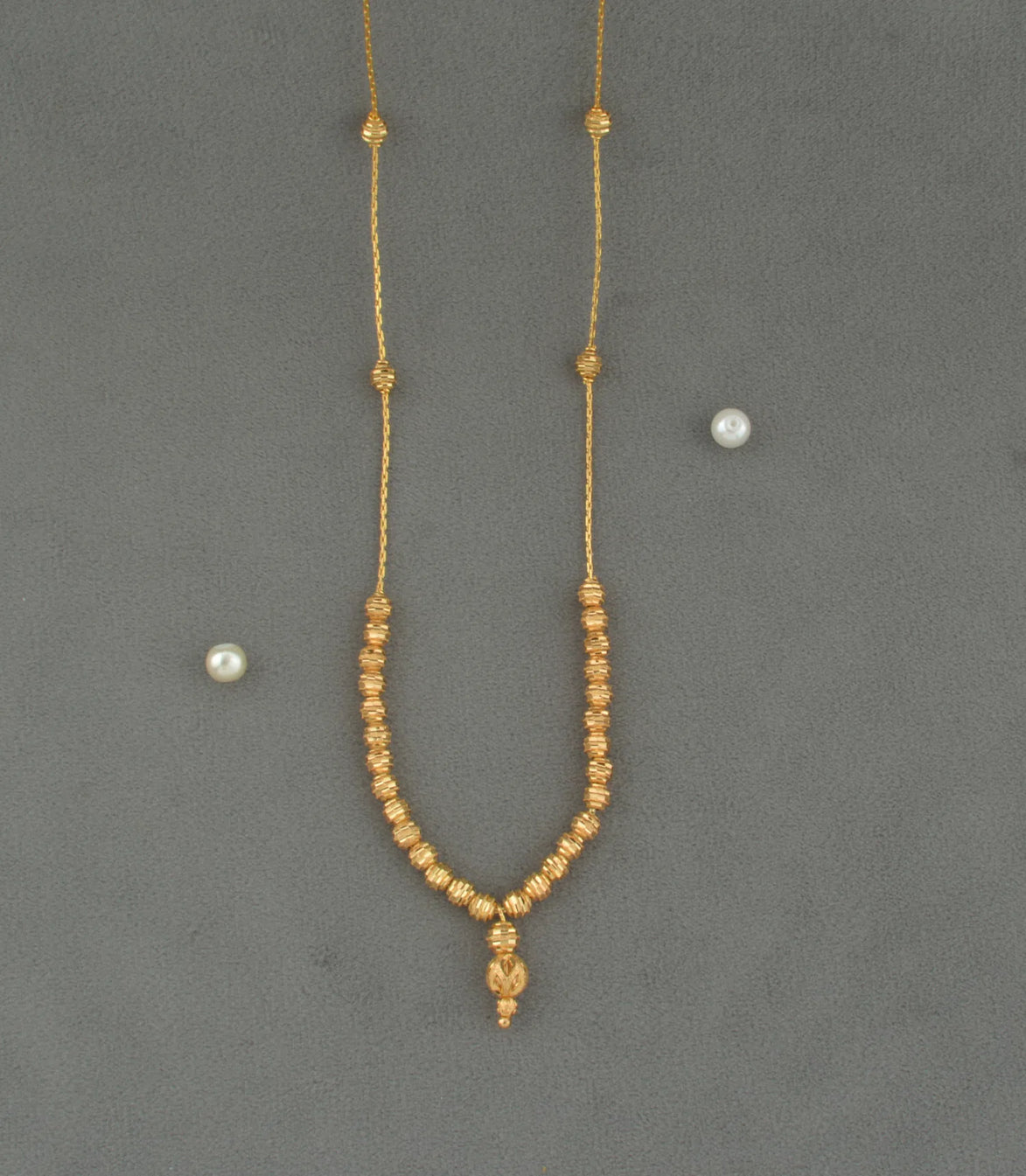 Gold Plated Textured Bead Chain with Pendant