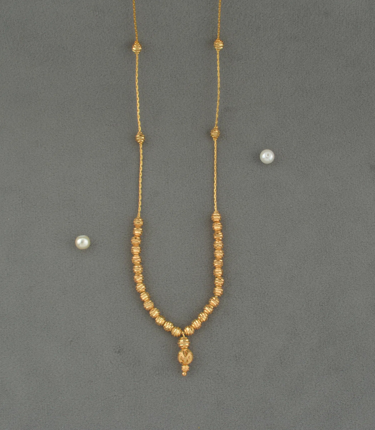 Gold Plated Textured Bead Chain with Pendant