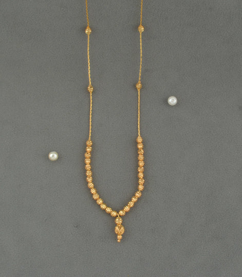 Gold Plated Textured Bead Chain with Pendant